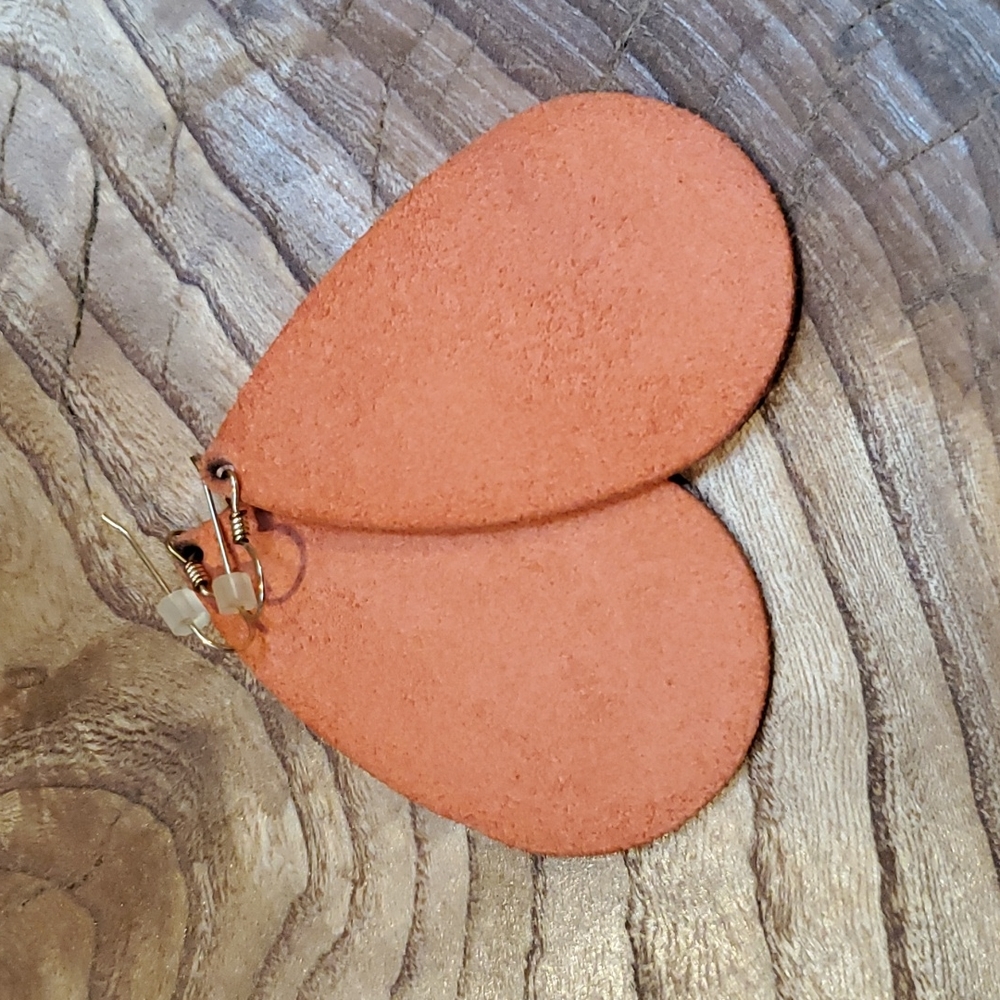 Nickel & Suede apricot suede teardrop earrings